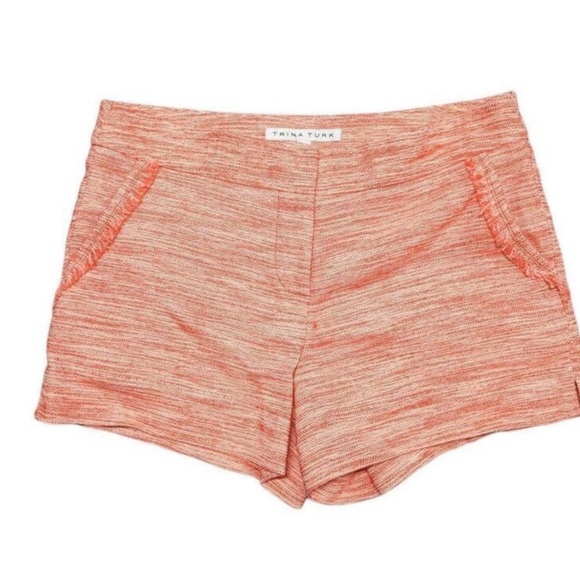 Trina Turk Women's Coral Linen Blend Tweed Shorts Size 2 - Picture 1 of 6